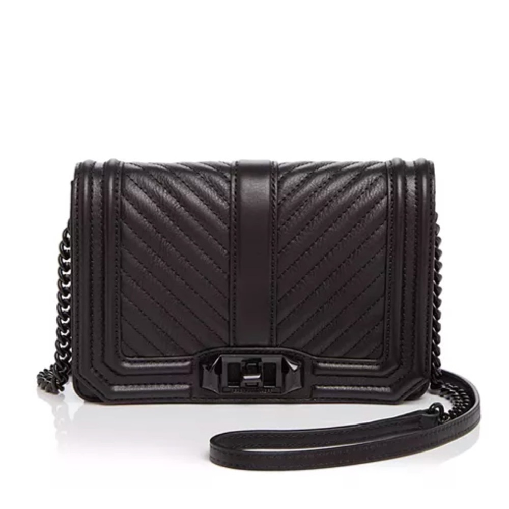 Rebecca Minkoff Love Chevron Quilt Leather Crossbody - Black Leather